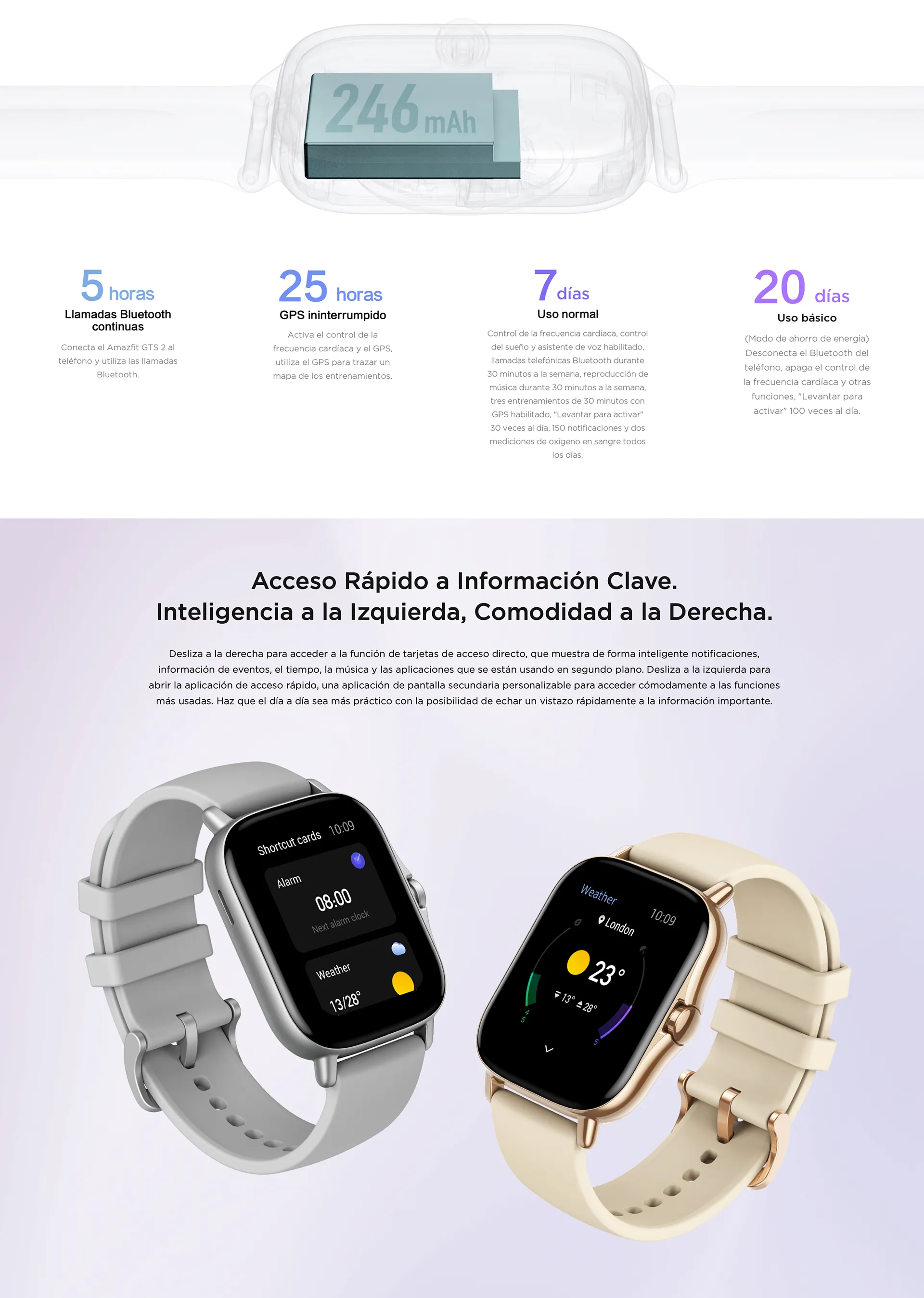 Amazfit GTR 2 Smartwatch con 3 GB de almacenamiento de música, GPS,  frecuencia cardíaca, sueño, estrés, SpO2 monitor, duración de la batería de  14 días, llamadas telefónicas Bluetooth, 90 modos deportivos, resistente al  agua (Clásico  